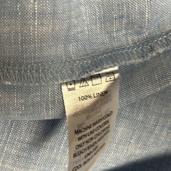 SAKS FIFTH AVENUE 💯 Linen Blue Shirt Dress Sz XSmall - Picture 9 of 9